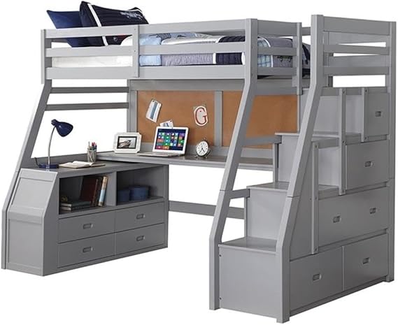Storage Loft Bed in Navy Blue Finish