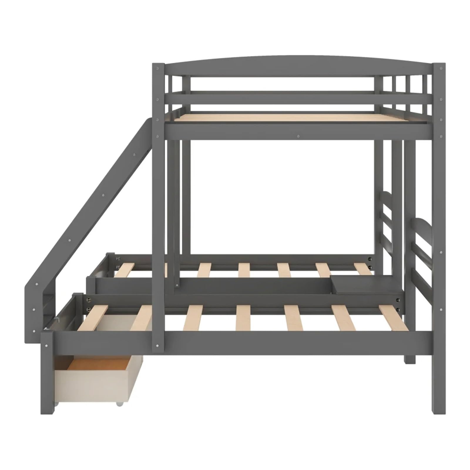 Full Over Twin & Twin Bunk Triple Bunk Bed with Drawers,Modern Style