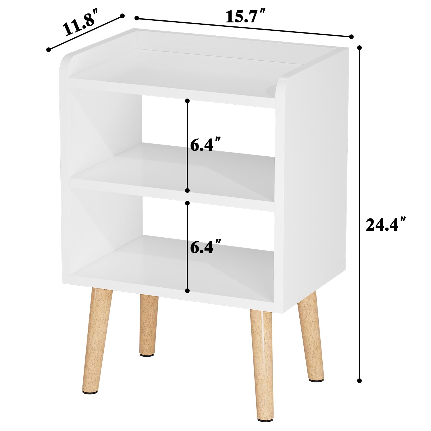 Mid-Century Modern Nightstand with Open Storage