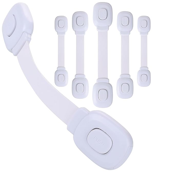 Baby Cabinet Locks, Child Safety Cabinet Proofing -Child Safety Strap Locks Adhesive