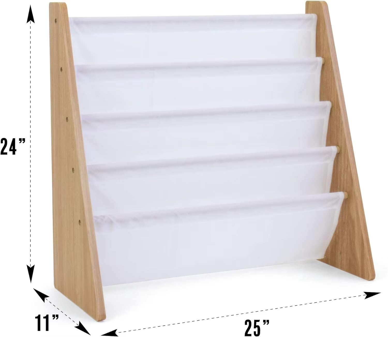4-Tier Kids Bookshelf with Storage Pockets