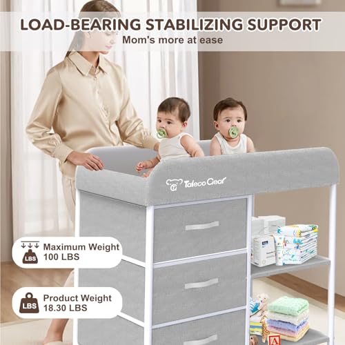 Portable Baby Changing Table with Wheels and Storage Baskets