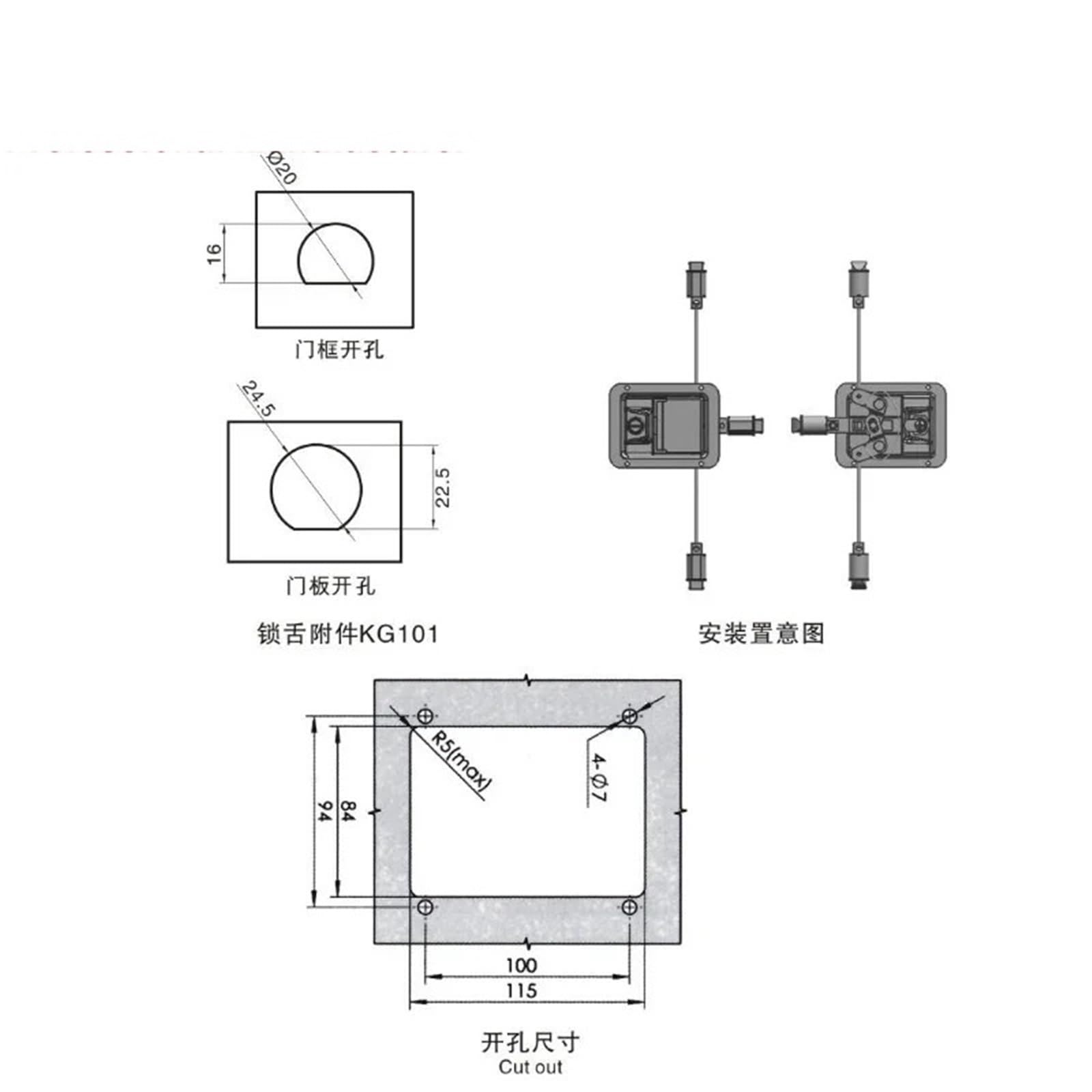 Square Cabinet Key Lock Black Or Stainless for Car Bus Truck