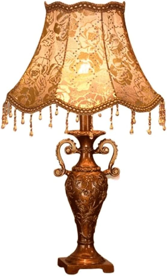 Resin Table Lamp with Cloth Shade and Dimmer Switch