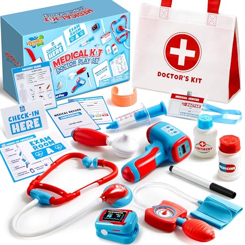 Doctor Kit, 16-Piece Pretend Play Medical Kit with Bag, Doctor Role Play