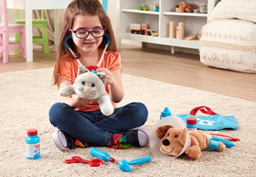 Examine and Treat Pet Vet Pretend Play Set with Plush Dog and Cat (24 Pcs) K