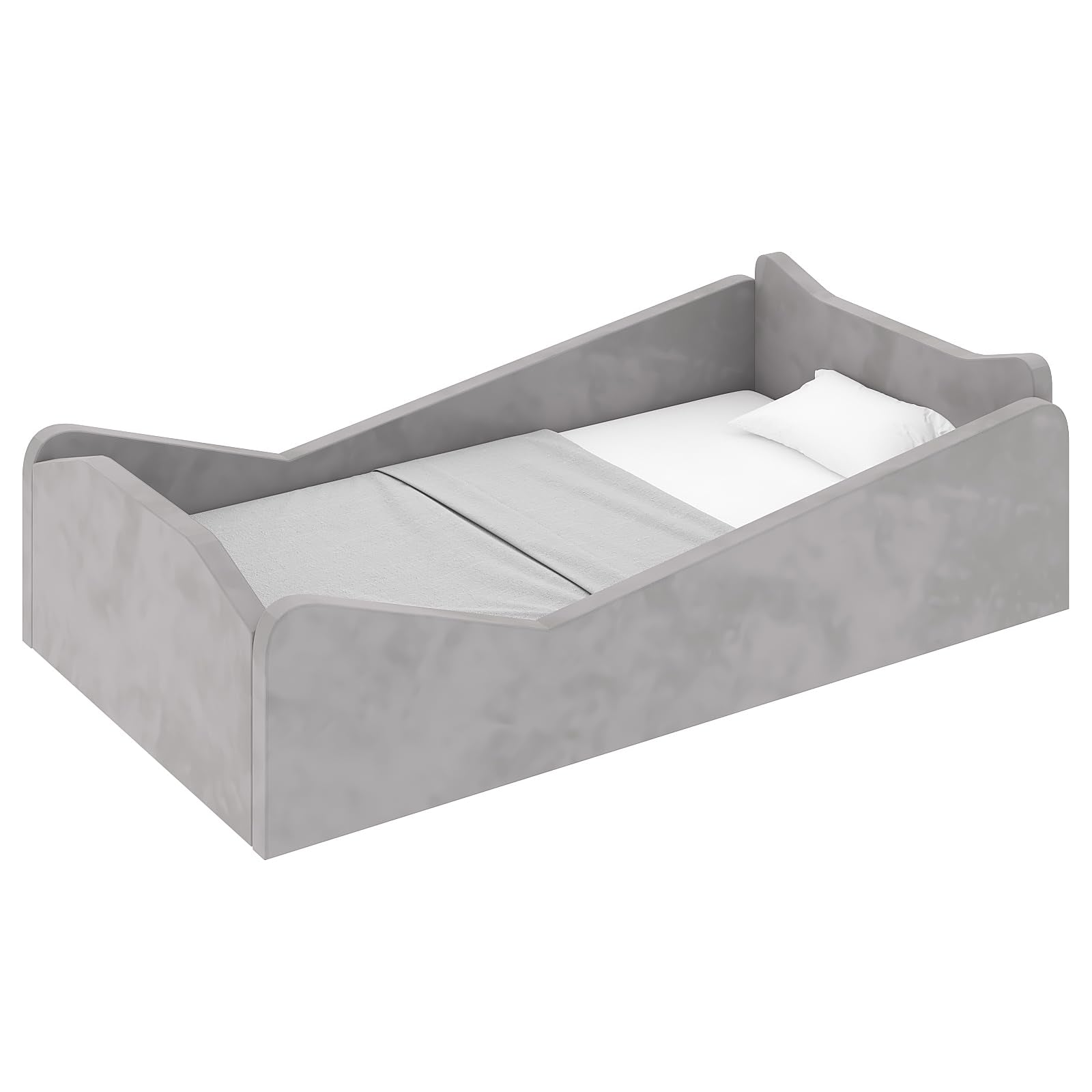 Toddler Floor Bed with Safety Guardrails and Animal Ear Design