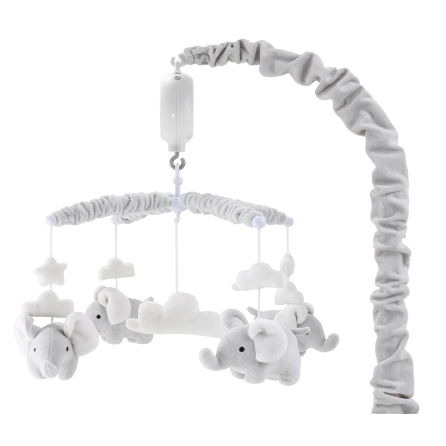 Crib Mobile for Girls or Boys - Soft Grey Musical Baby Crib Mobile
