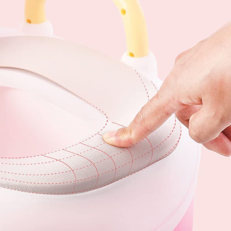 Portable Toddler Potty Toilet Cartoon Potty Training Seat Elevated Design Children Toilet Potty for Home Bathroom Outdoor Indoor(Pink)