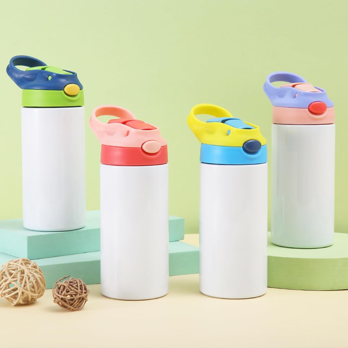 10 PACK Kids Sublimation Tumblers, 12oz Sublimation Sippy Cup