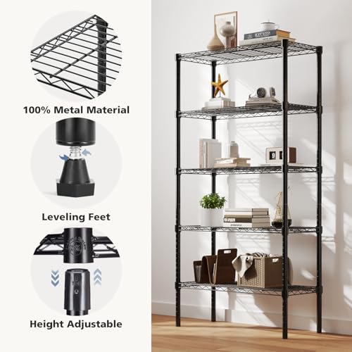 5 Tier Metal Wire Rack Shelf Heavy Duty Adjustable Storage