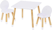 Kids Wood Table and Chair Set, Kids Play Table with 2 Chairs