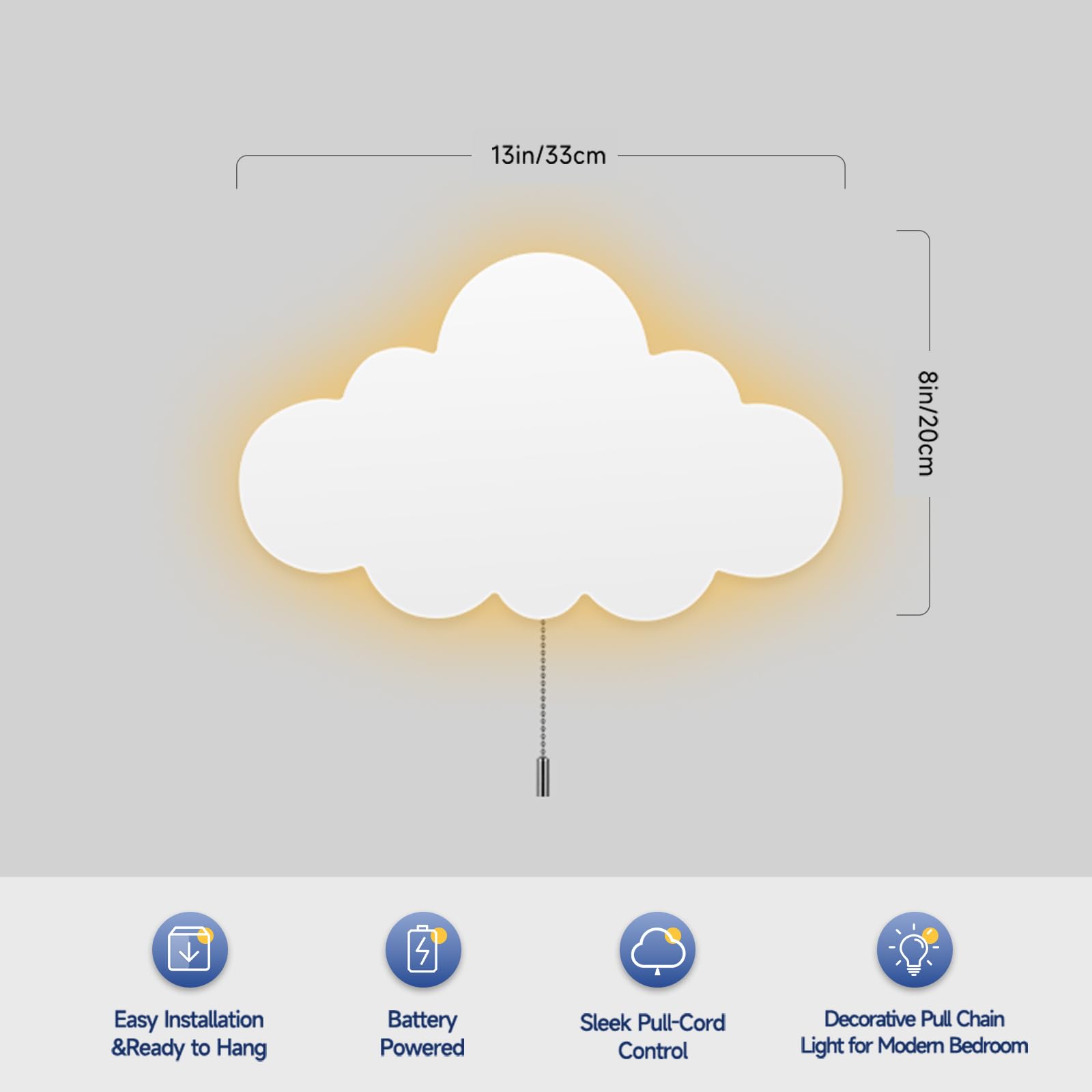 Cloud Light Battery-Powered Wall Lamp for Nursery and Kids Bedroom