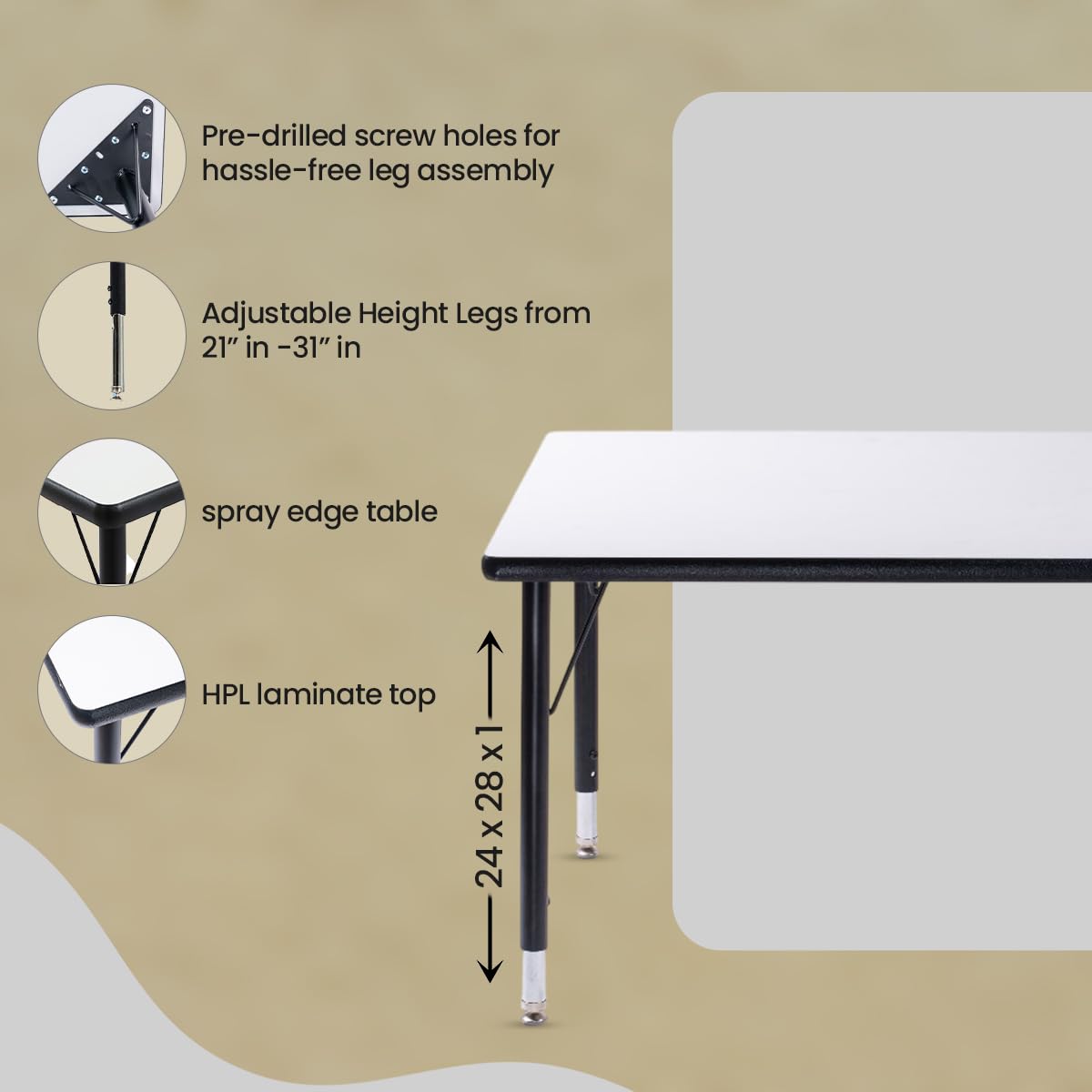 Rectangle Activity Kids Table with Adjustable Height Legs