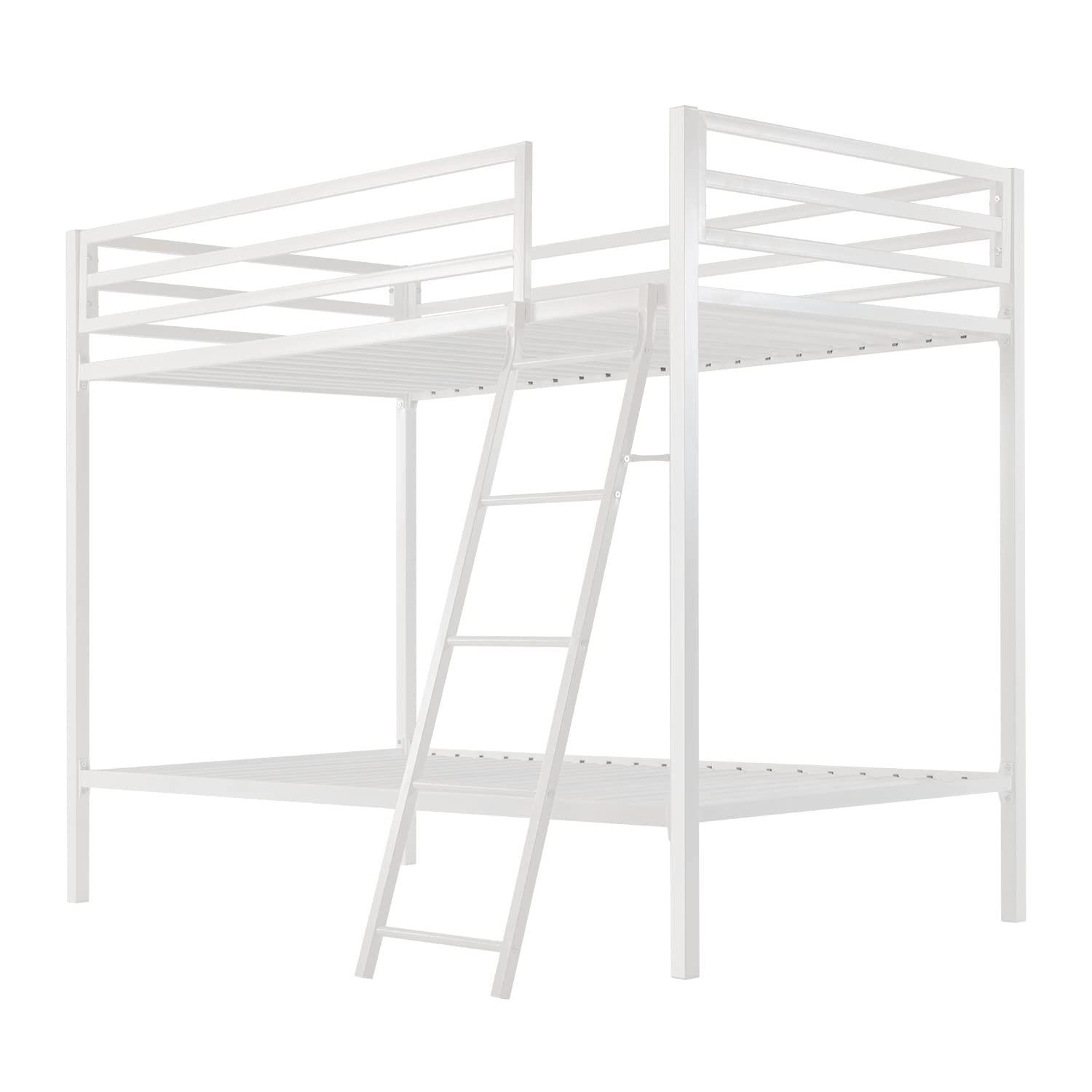 Loft Bunk Bed Twin Over Twin Size with Ladder and Guardrai