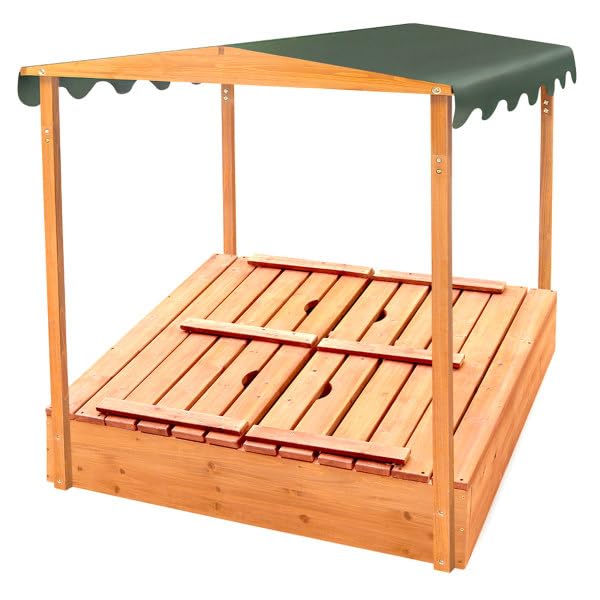 Cedar Sandbox with Canopy and Benches