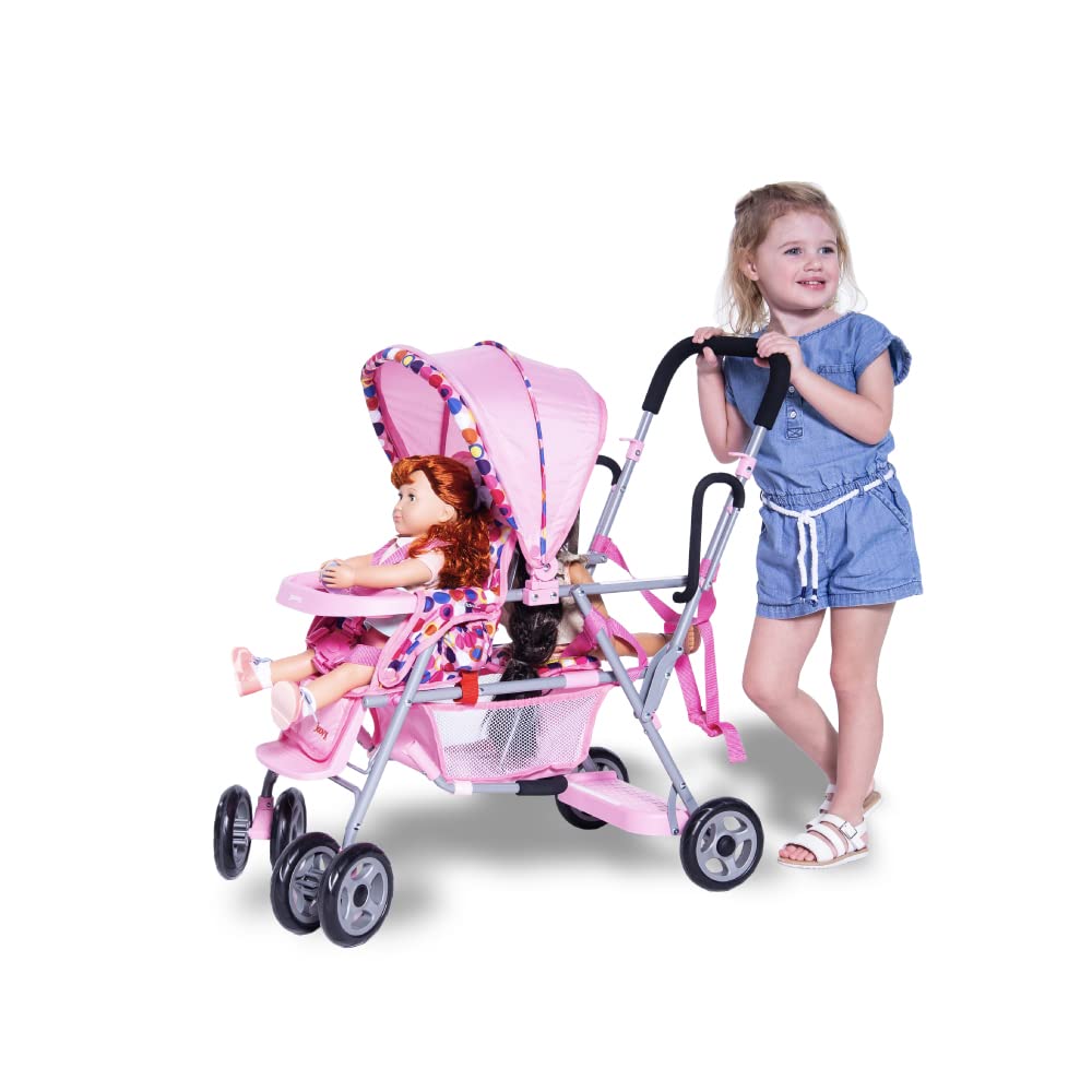 Triple Doll Stroller with Reclining Seat and Canopy