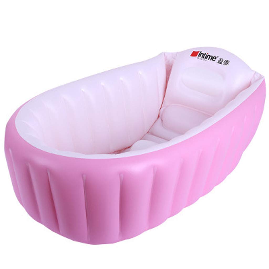 Baby Bathtub, Kid Infant Toddler Infant Newborn Inflatable Foldable Shower Pool (Pink)