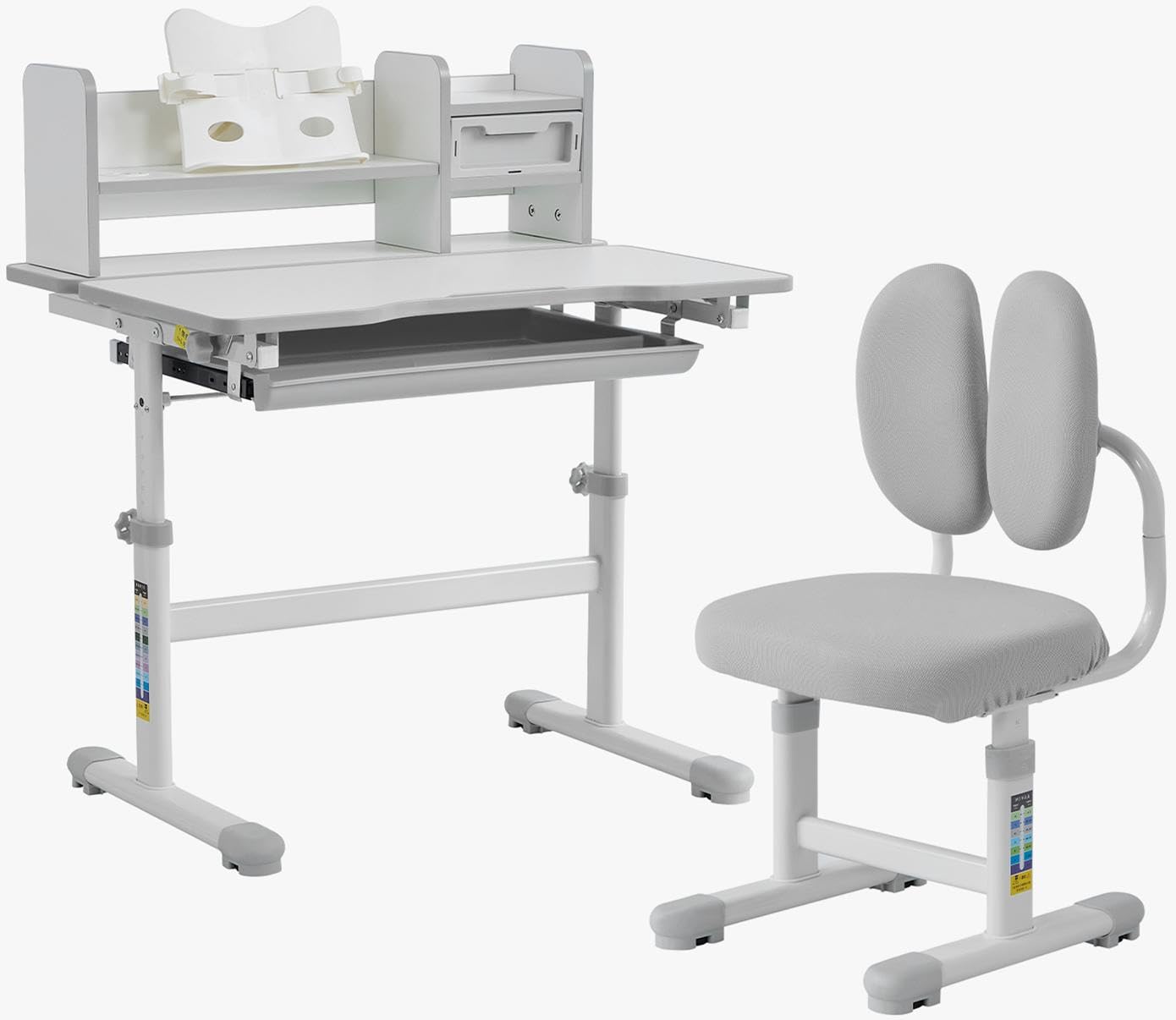 Ergonomic Kids Desk and Chair Set with Adjustable Height and Tilting Desktop