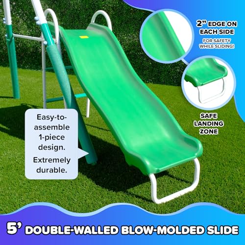 7-in-1 Metal Swing Set with Slide & Teeter-Totter