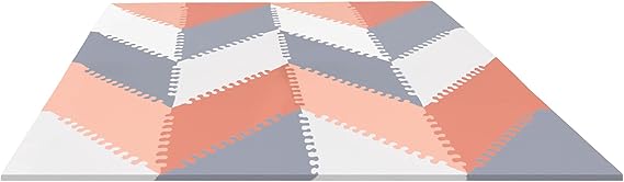 Interlocking Foam Floor Tiles, 70" x 56", Playspot, Grey/Cream