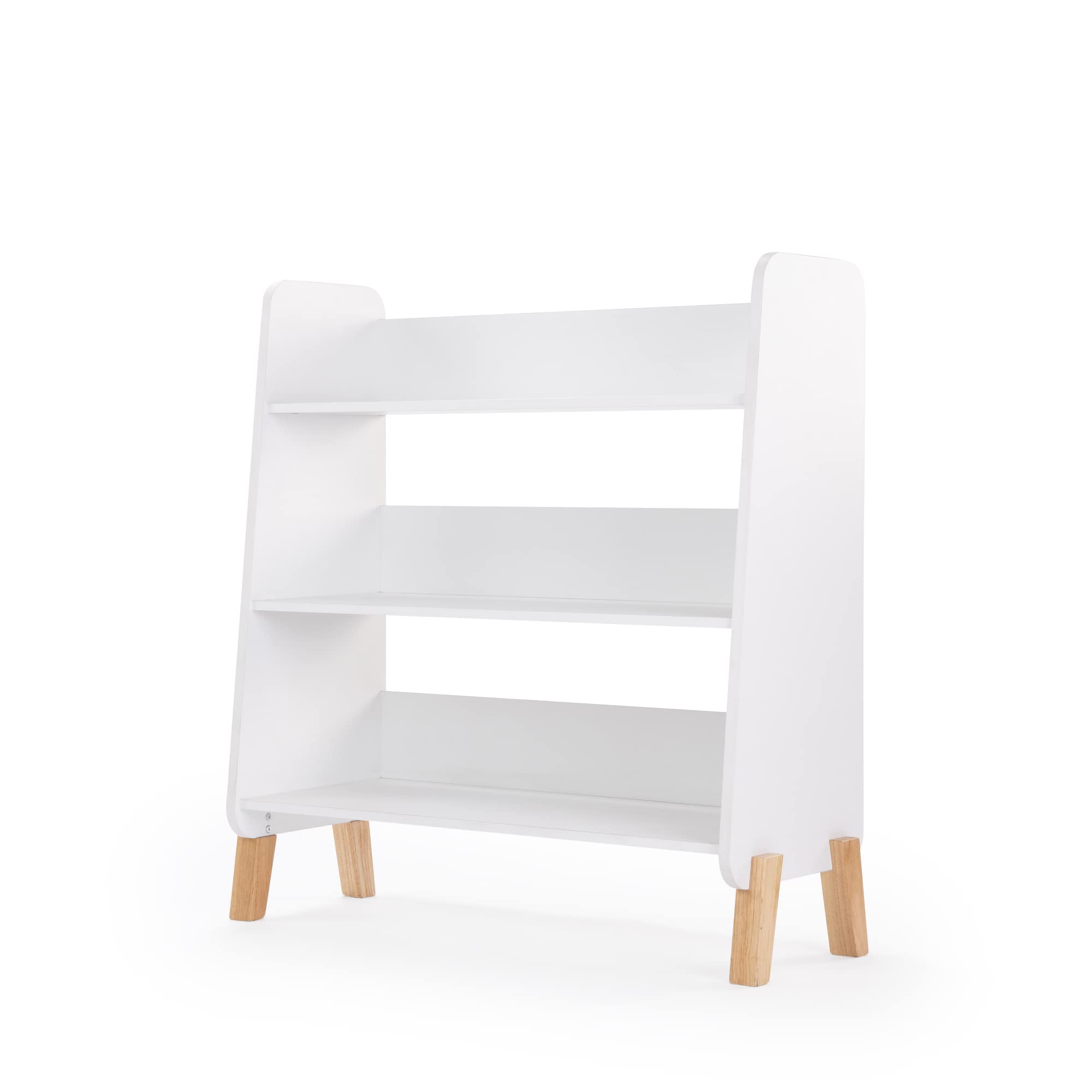 Toddler Bookshelf, 3-Tier 30" Modern Storage Display, White/Natural