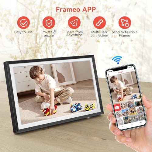QOCEN Frameo 10.1 inch Digital Picture Frame, Smart WiFi Digital Photo Frame with 32G Memory, HD Touch Screen, Auto-Rotate, Slideshow, Easy Setup, Share Photos and Videos Anywhere