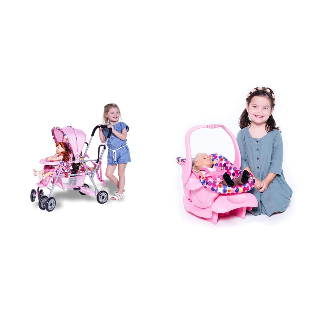 Triple Doll Stroller with Car Seat Bundle