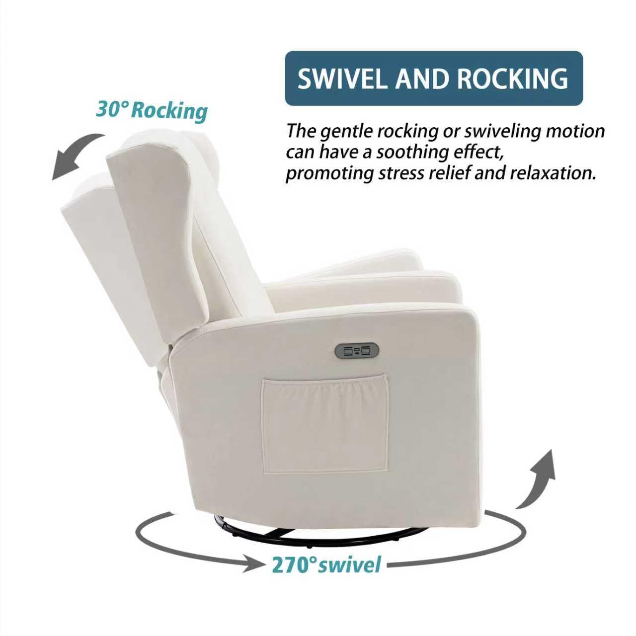 Power Swivel Rocking Recliner Chair with USB Charging Ports