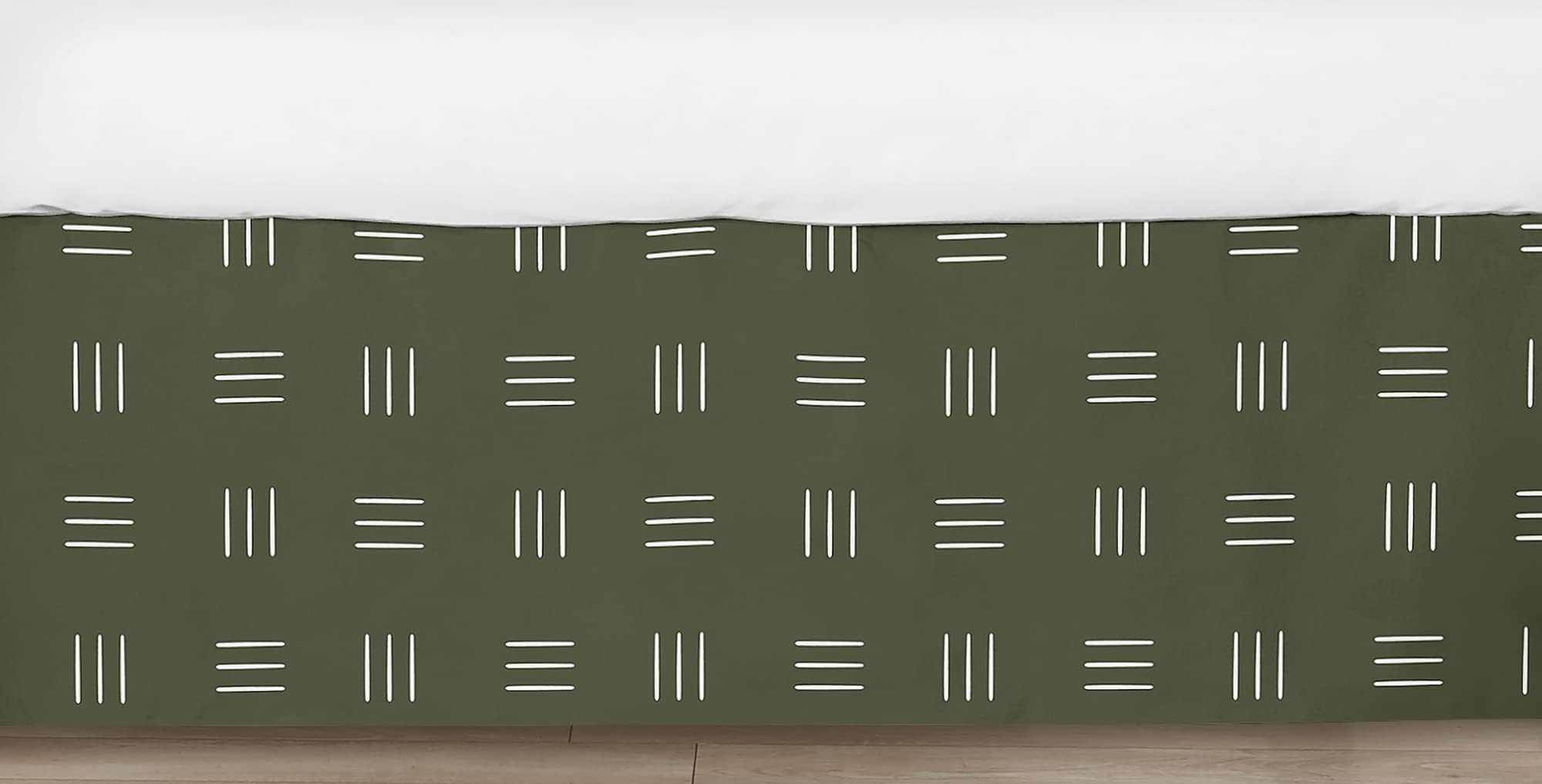 Hunter Green Boho Mudcloth Crib Bed Skirt
