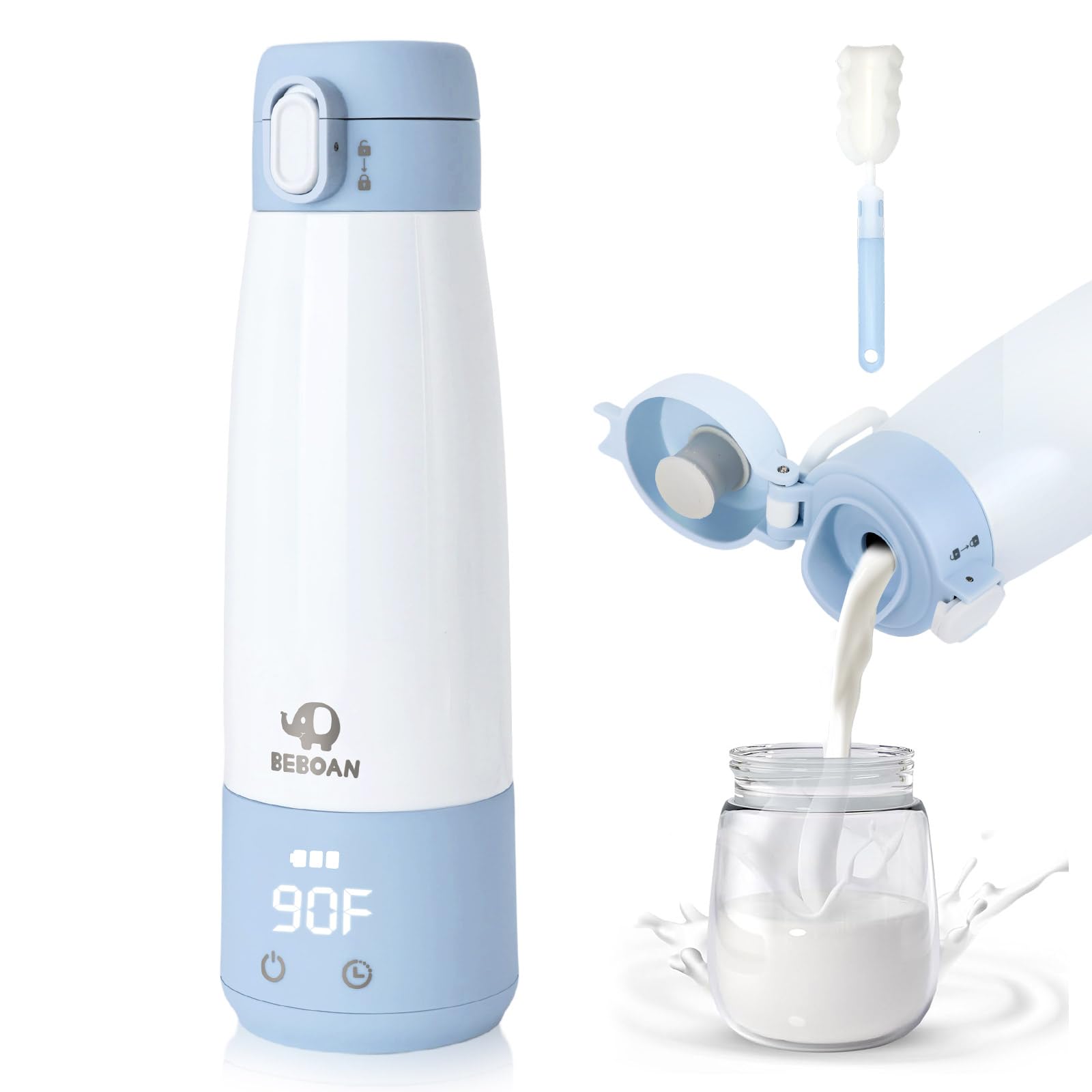 Portable Bottle Warmer for Travel On The Go, 5-Temp Setting with Child Lock