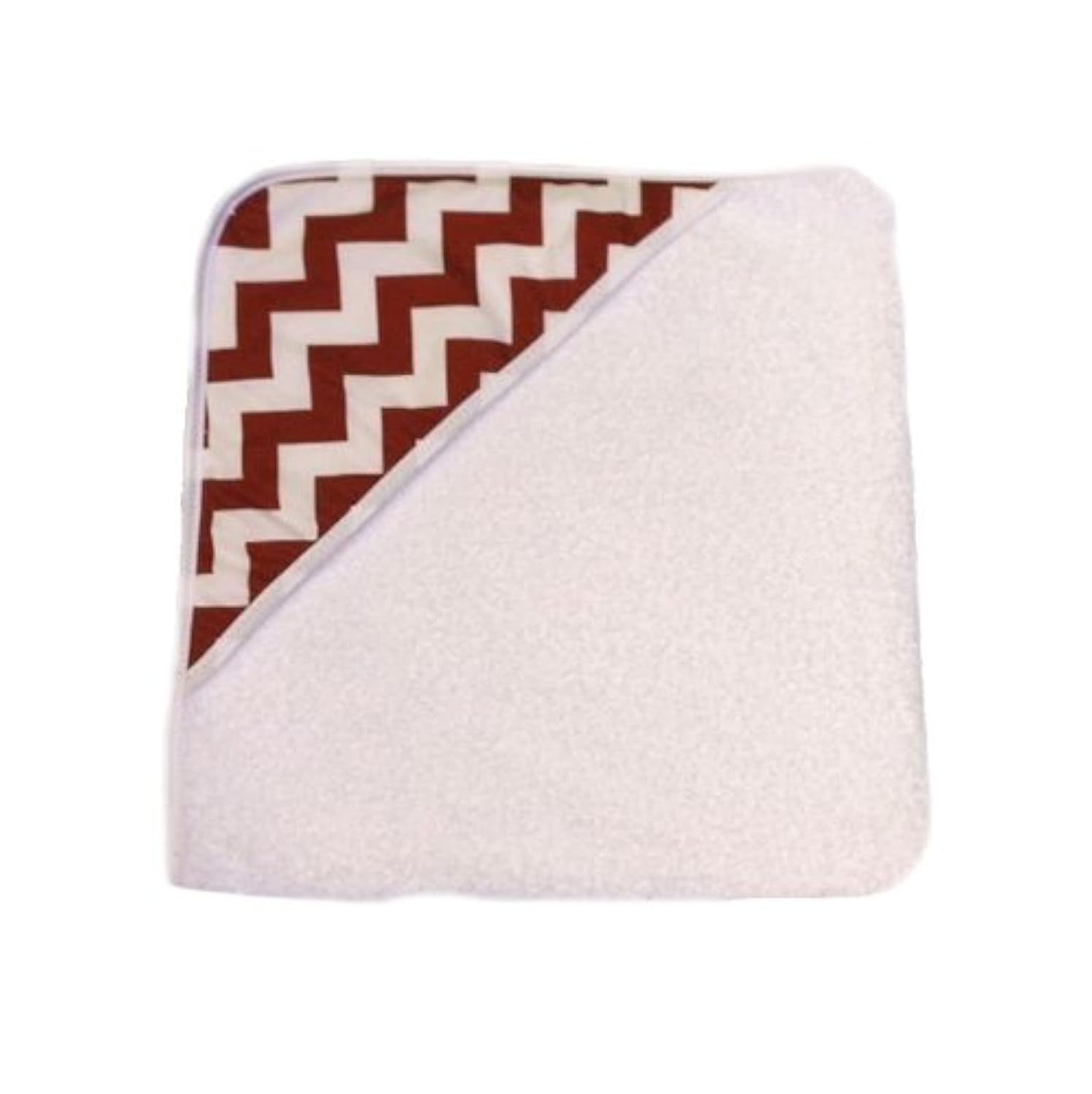 bkb Infant Hooded Bath Towel, Crimson and White Chevron