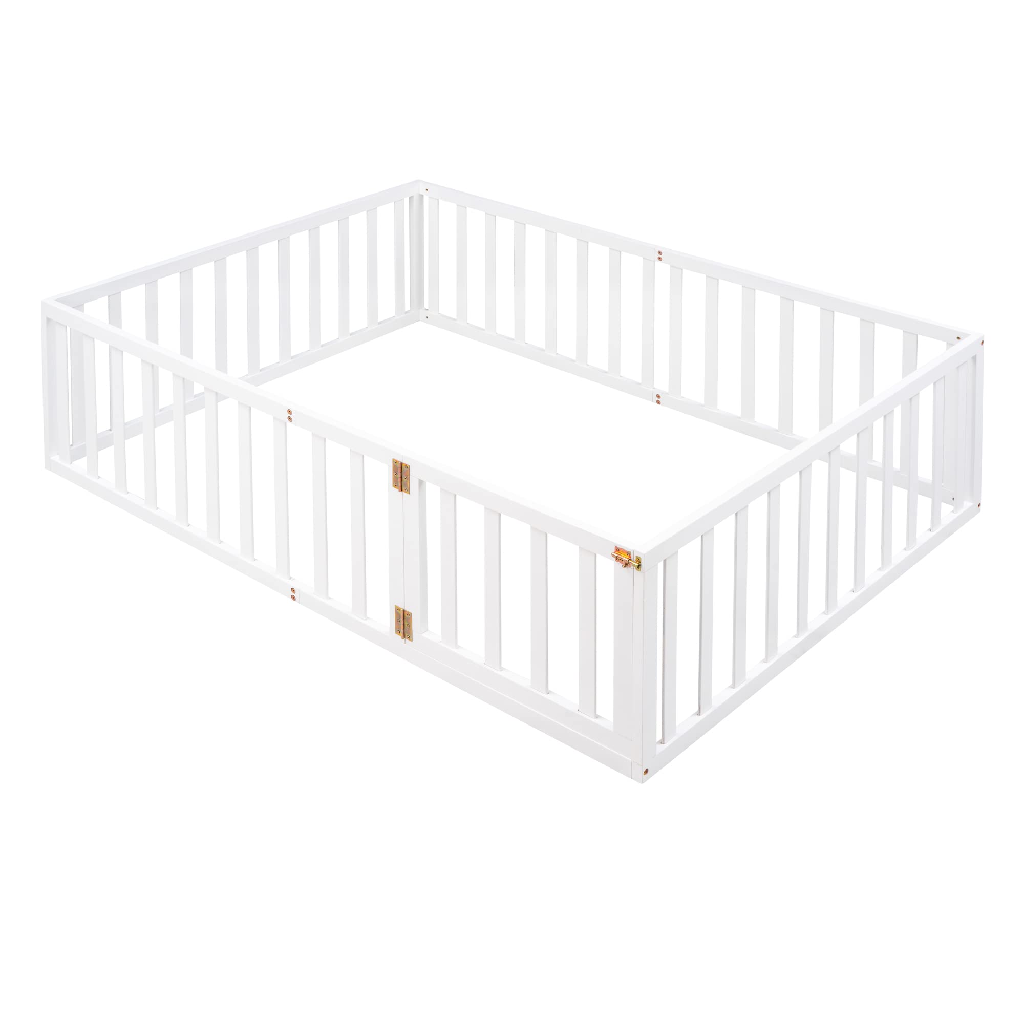 Montessori Floor Bed Full Size with Fence and Door