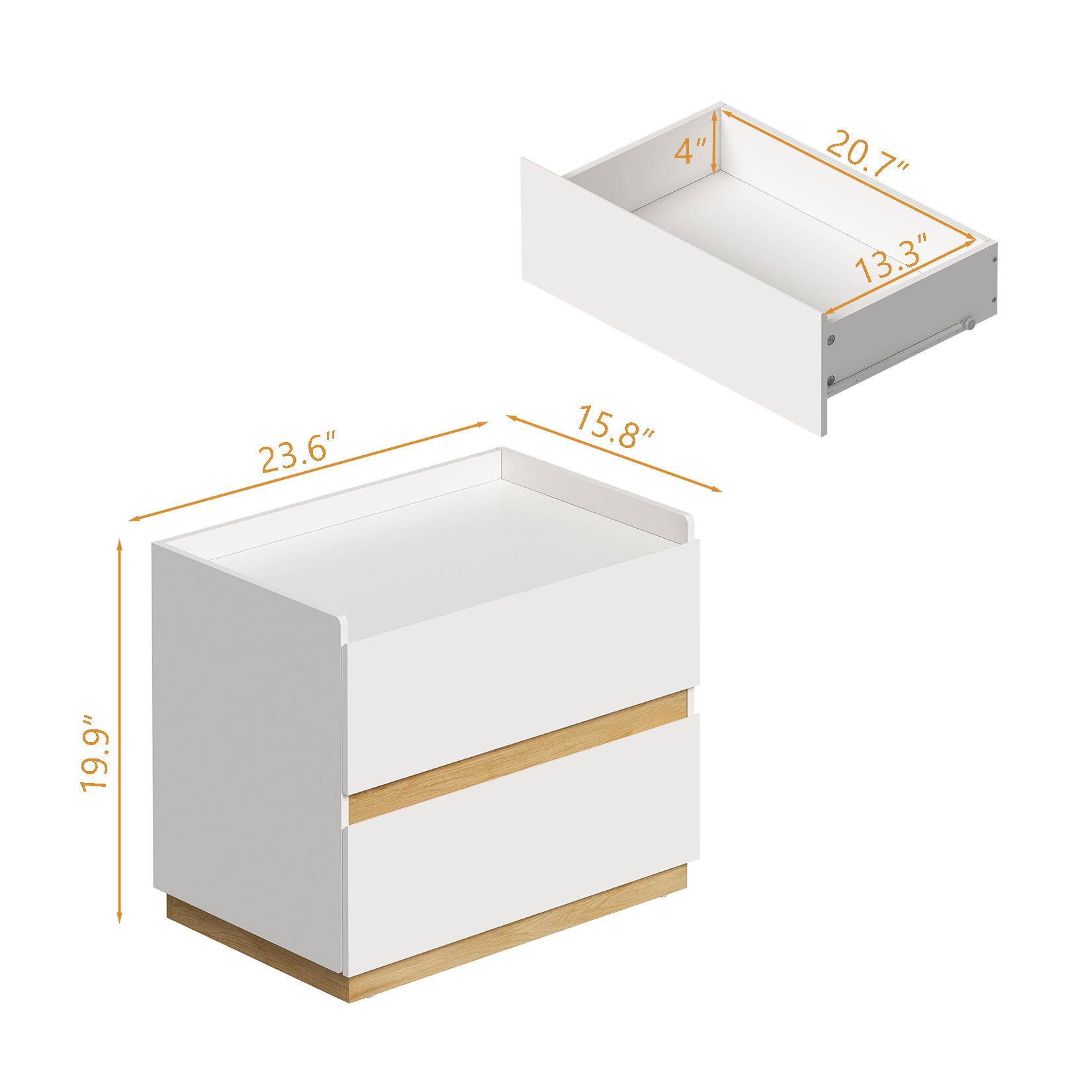 Large Modern Nightstand with Drawers 24x16x20