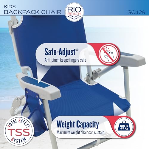 Kids Backpack Beach Chair - 5 Position Reclining Folding Chair