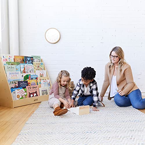 Single-Sided Book Display Classroom Bookshelf Natural Wood