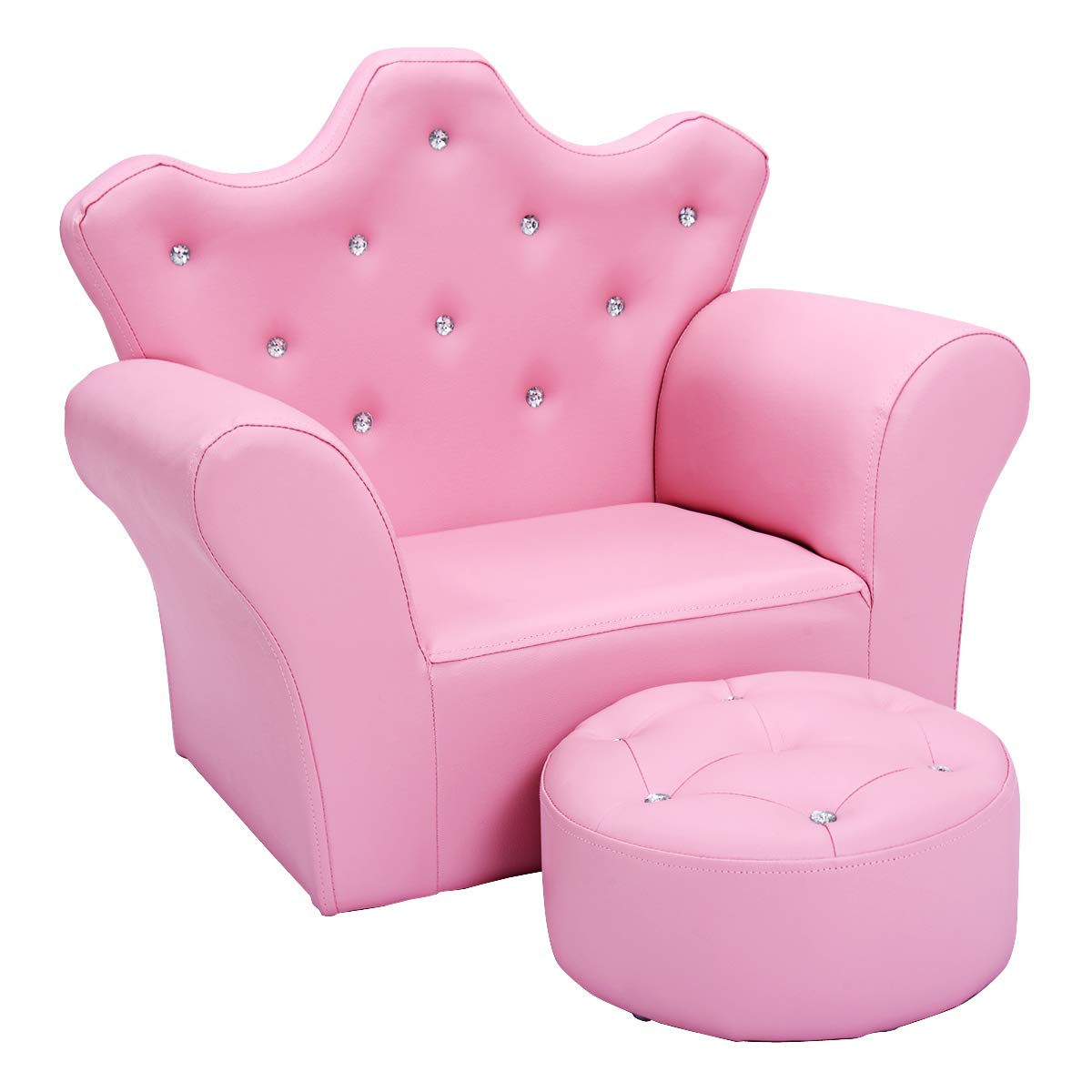 Kids Sofa, Children Upholstered Sofa with Ottoman, Princess Sofa