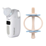 haakaa Silicone Baby Teether Toys&Nasal Aspirator Set-Nipple-Shaped End for Gum Massage,360° Baby Toothbrush Head for Self-Brushing Training