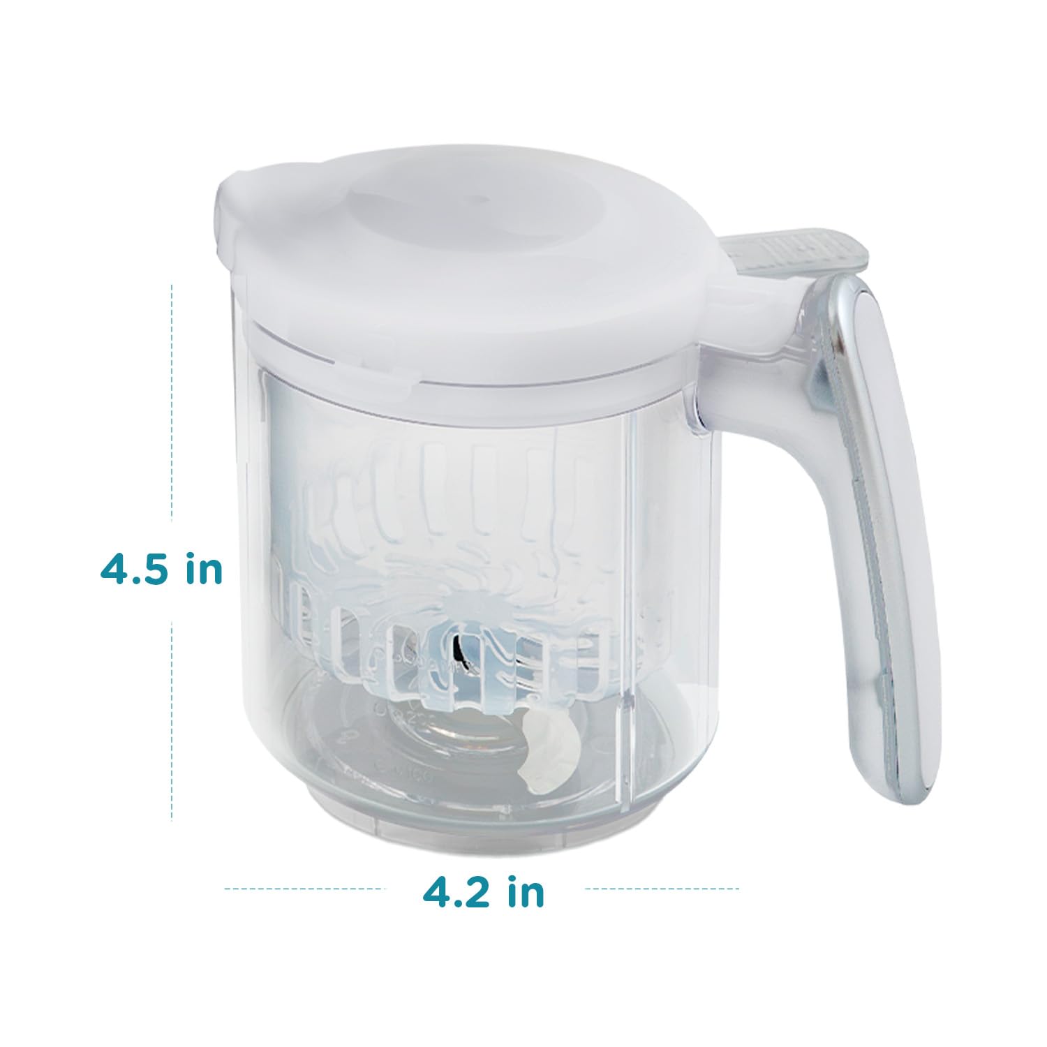 Replacement Stirring Cup & Blade with Steaming Basket for EVLA'S Baby Food Maker - White