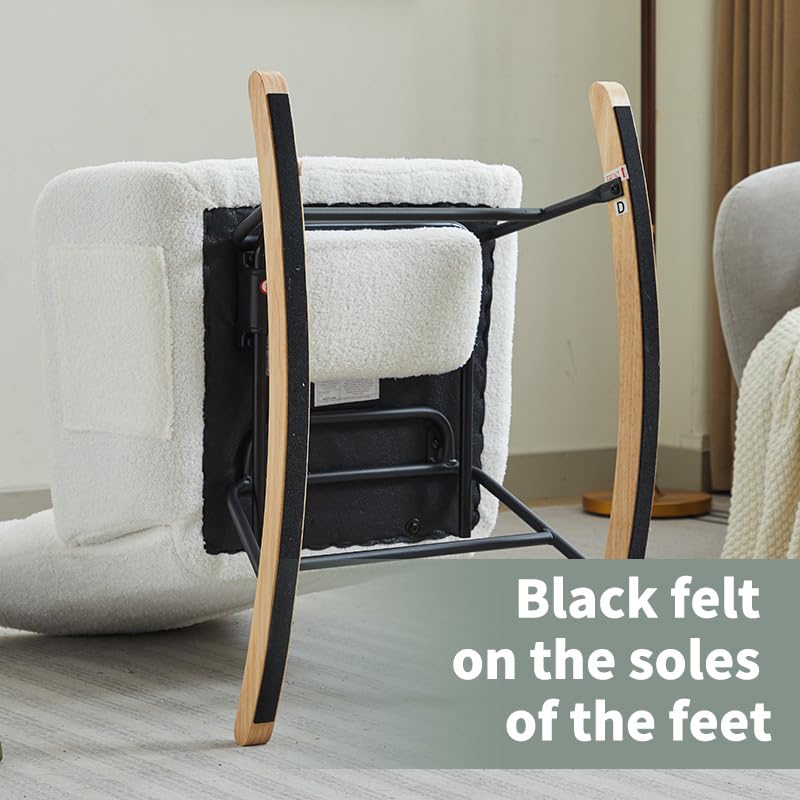 Oversized Teddy Fabric Rocking Chair with Anti-Slip Base