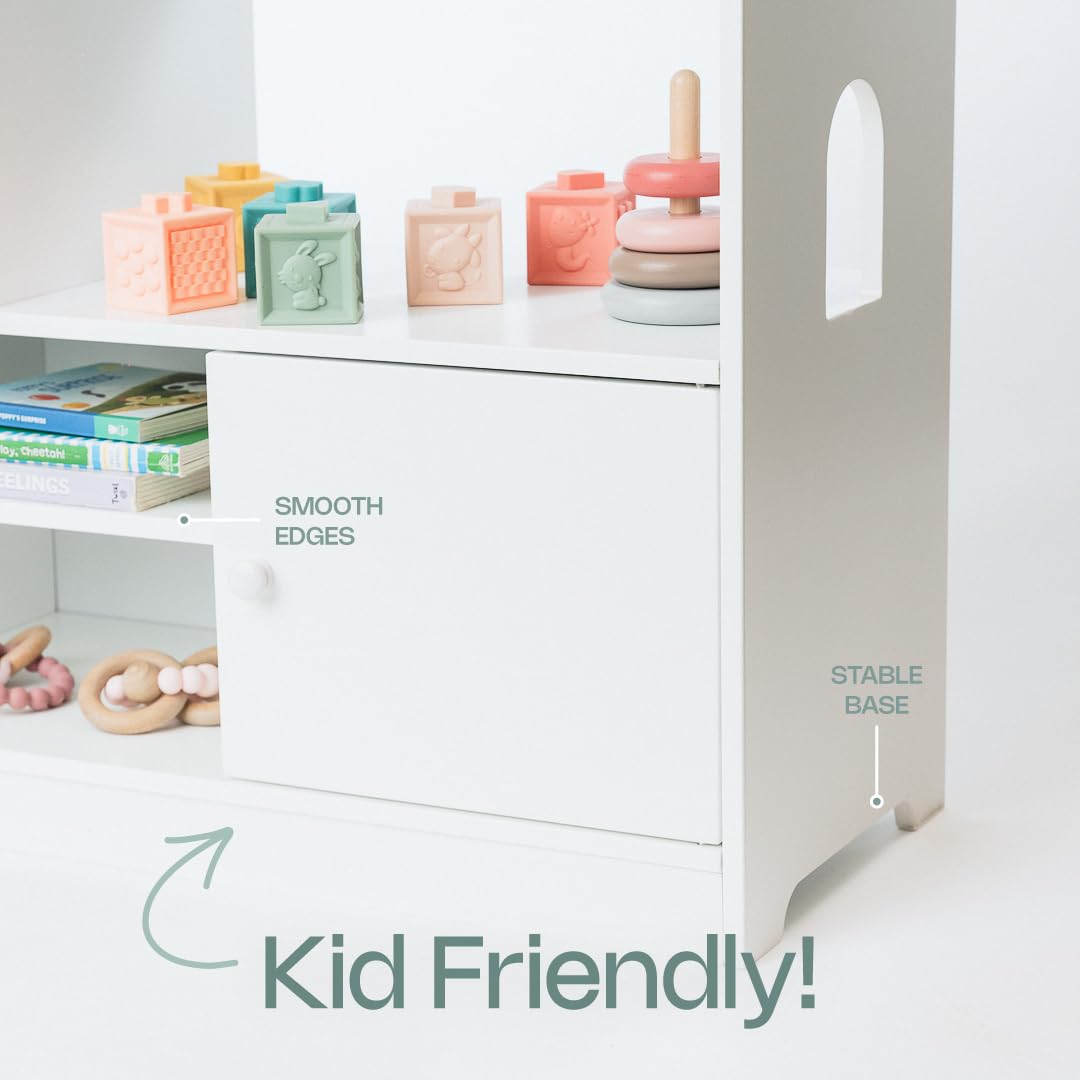 4-Tier White Wooden Kids Bookshelf
