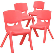 10.5" Plastic Stackable Preschool Chair in Red (Set of 4)
