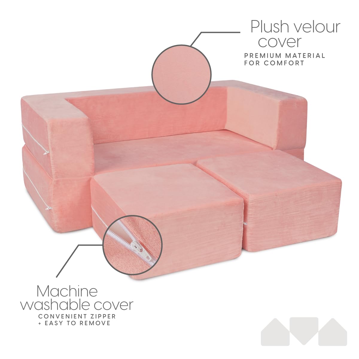 Modular Kids Sofa with Washable Cover and Bonus Pillow