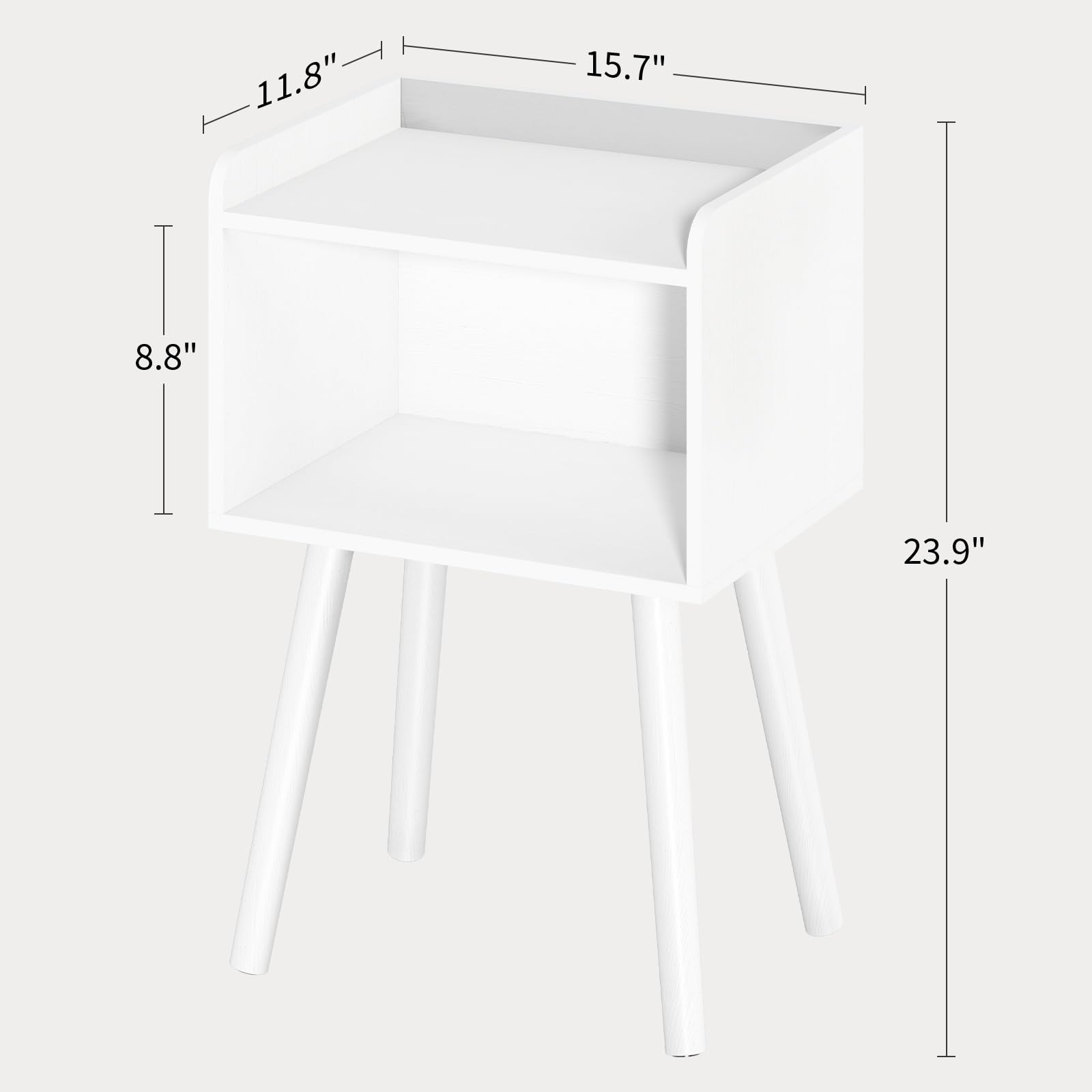 Mid Century Modern Nightstand Small Side Table with Storage Shelf