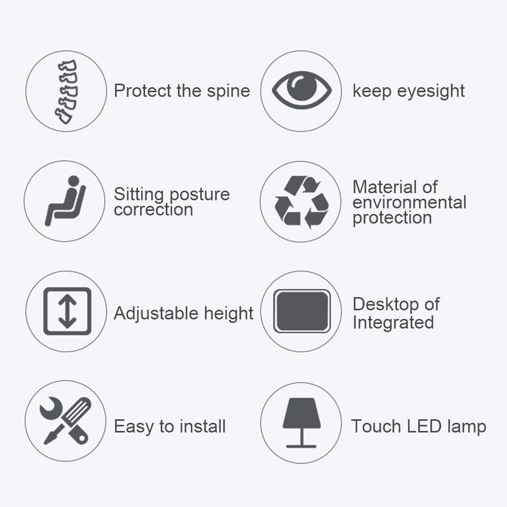 Height Adjustable Kids Desk and Chair Set with LED Lamp