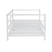Daybed with Pop Up Trundle, Heavy Duty Metal Twin Bed