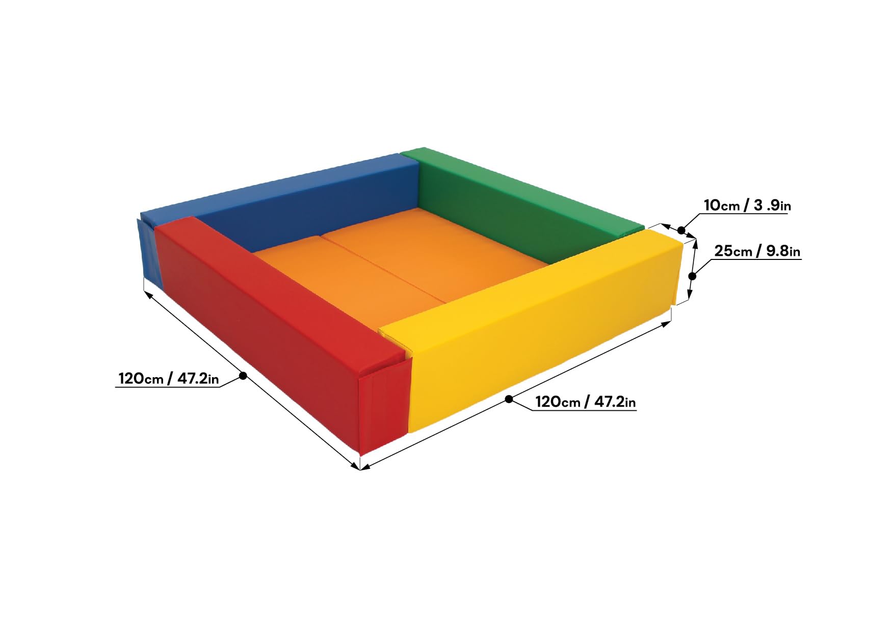 Foam Ball Pit Square Shape Large 120cm with Matt Insert