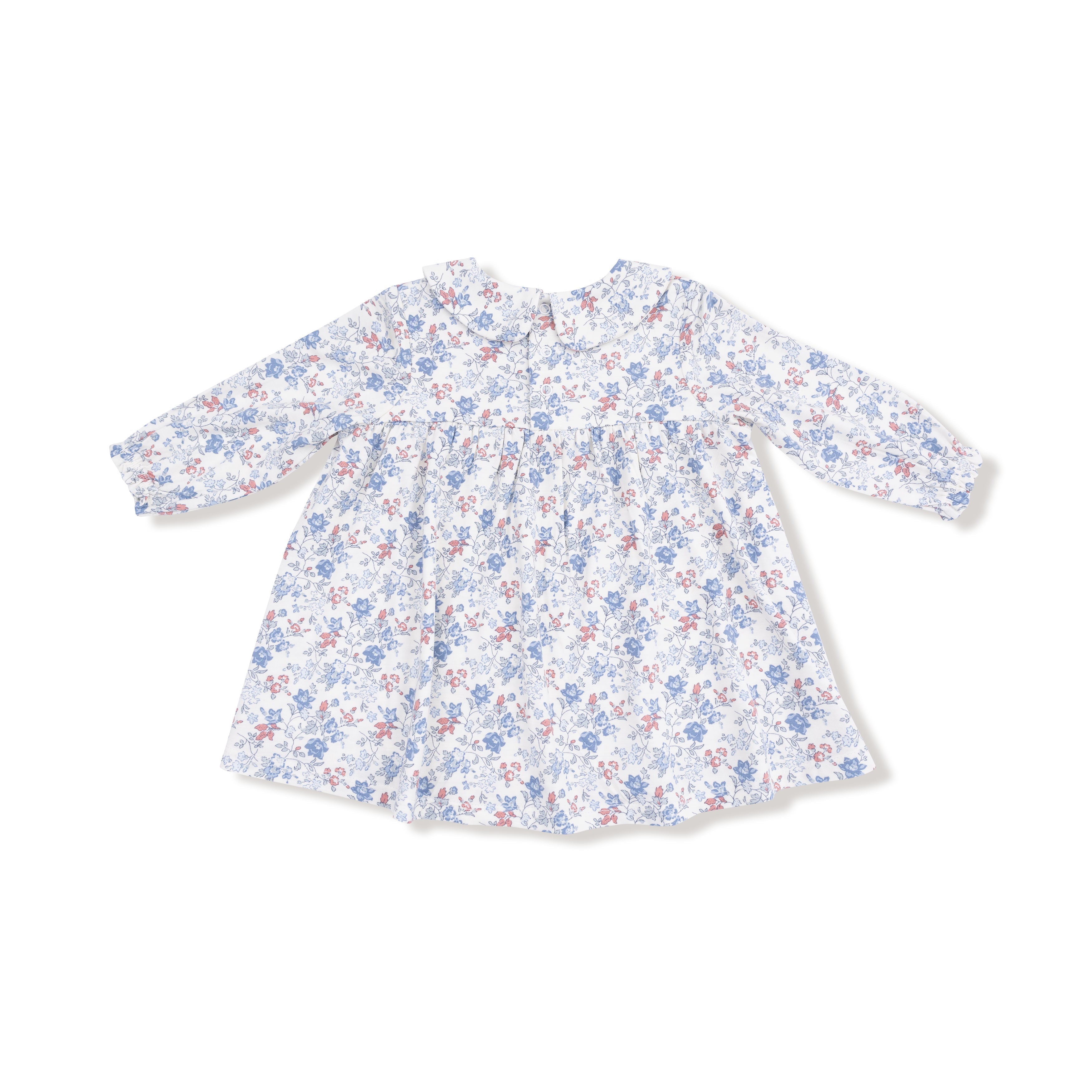 Country Girl Floral - Simple Long Sleeve Peter Pan Collar Dress + Diaper Cover