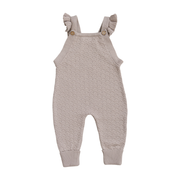 Taupe Ruffle Knit Overalls