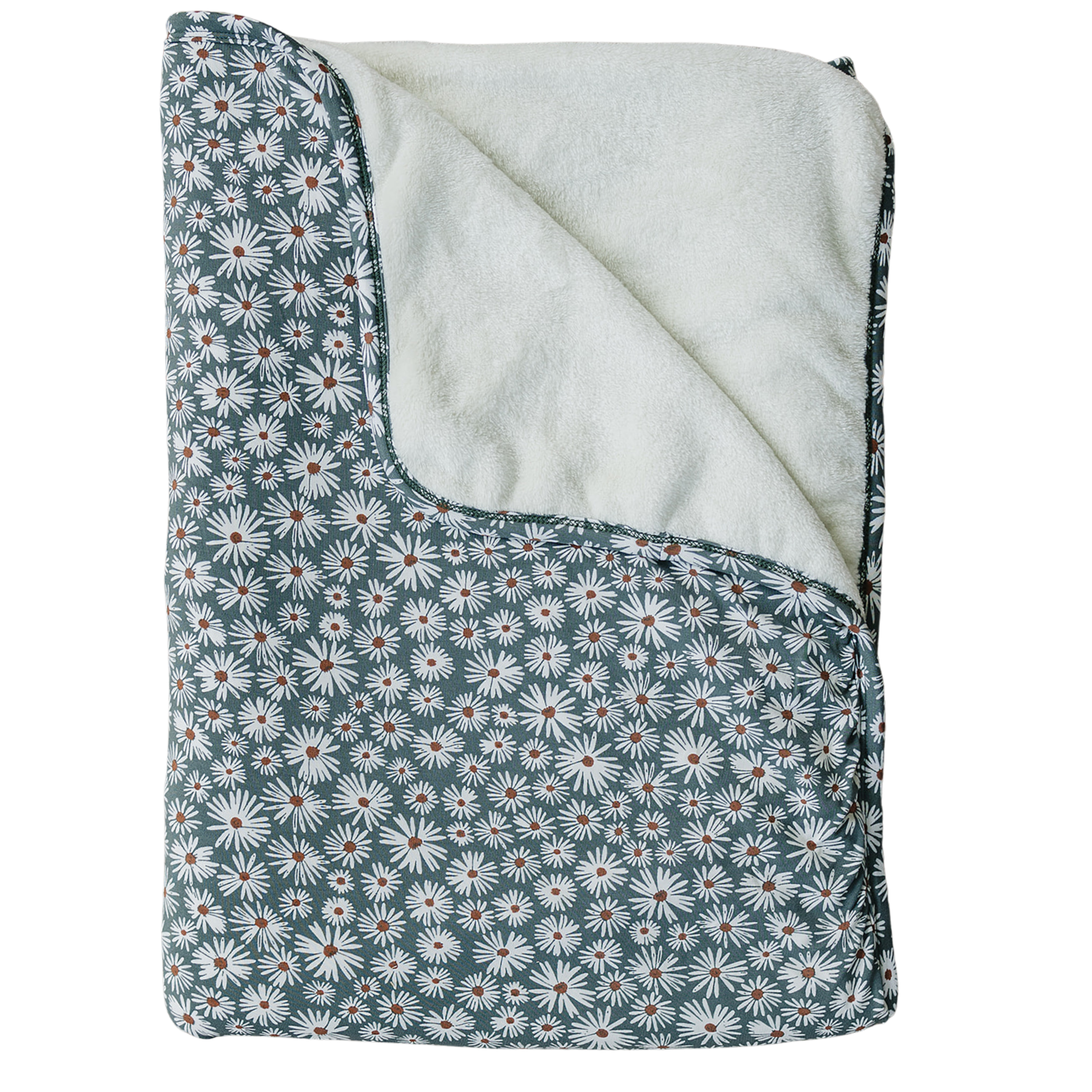 Dark Green Daisy Bamboo Fleece Quilt